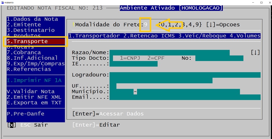 coloque as opções igual a imagem